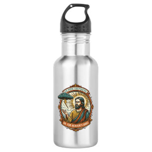 Verärgerter Jesus Dunkle Regenwolke Blitz Wetter H Edelstahlflasche