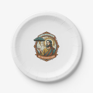 Verärgerter Jesus Dunkle Regenwolke Blitz Wetter H Pappteller