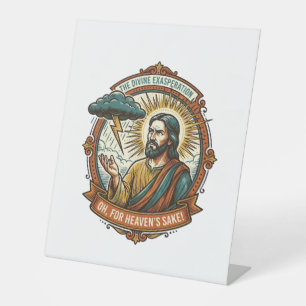 Verärgerter Jesus Dunkle Regenwolke Blitz Wetter H Sockelschild