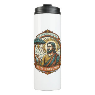 Verärgerter Jesus Dunkle Regenwolke Blitz Wetter H Thermosbecher