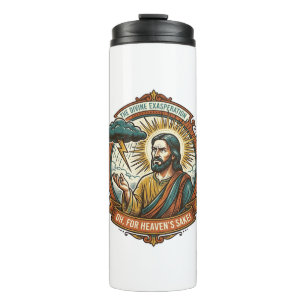 Verärgerter Jesus Dunkle Regenwolke Blitz Wetter H Thermosbecher