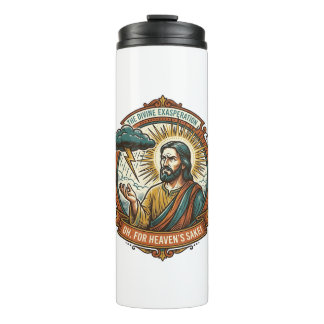 Verärgerter Jesus Dunkle Regenwolke Blitz Wetter H Thermosbecher