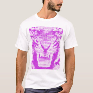 Verärgerter lila Tiger-horizontale Linien T-Shirt