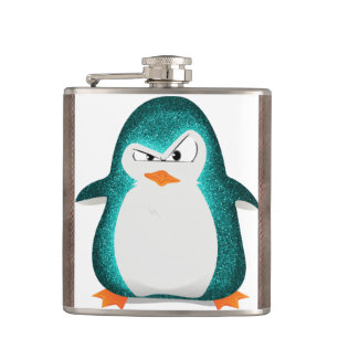 Verärgerter Penguin-aquamariner Glitzer-Foto-Druc Flachmann