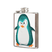 Verärgerter Penguin-aquamariner Glitzer-Foto-Druck Flachmann (Links)