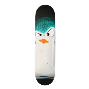 Verärgerter Penguin-aquamariner Glitzer-Foto-Druck Skateboard