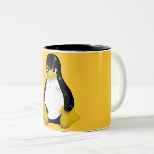 VERÄRGERTER PINGUIN LINUXS TUX ZWEIFARBIGE TASSE (VorderseiteRechts)