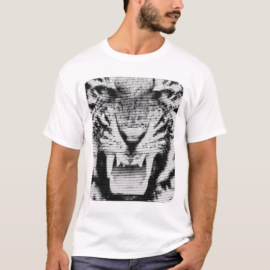 Verärgerter schwarzer Tiger-horizontale Linien T-Shirt (Vorderseite)