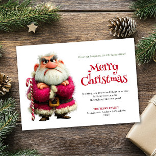 Verärgerter Weihnachtsmann lustige editierbare Wei Feiertagskarte