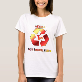 Verärgertes Eichhörnchen-Miliz-Text-Logo T-Shirt
