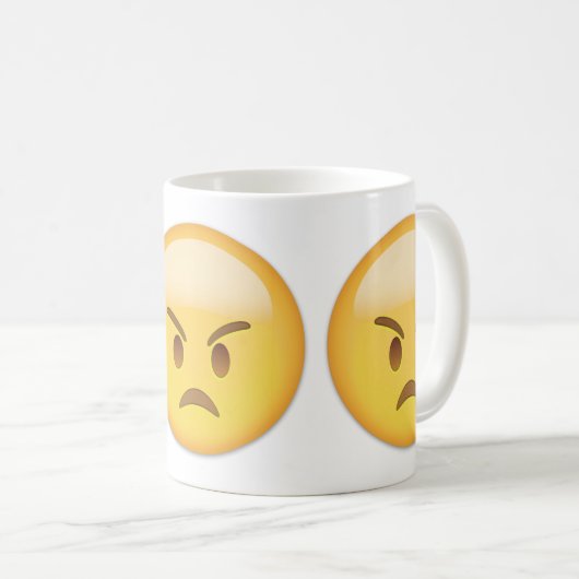 Verärgertes Gesicht Emoji Kaffeetasse (VorderseiteRechts)