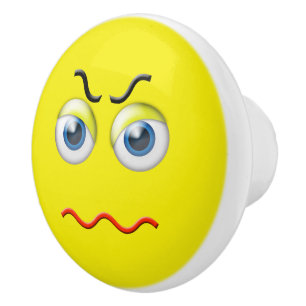 Verärgertes Gesicht Emoji Keramikknauf