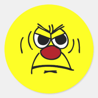 Verärgertes Gesicht Grumpey Runder Aufkleber