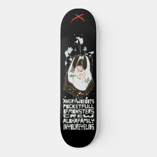 Verärgertes Woebots "Tasche voll der Monster " Skateboard (Vorderseite)