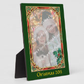 Verbackter Glasrahmen mit Foto, mit Holly-Blätter Fotoplatte (Seite)