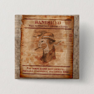 Verbannen Sie Drama-Lamas - 2" quadratischer Knopf Button