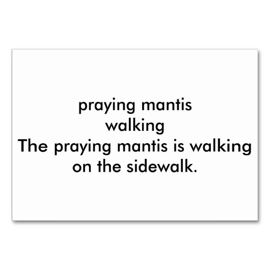 Verben, beten Mantis wandern, Flashcards lesen Tischnummer (Rückseite)