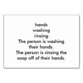 Verben, Waschhandbücher zum Lesen von Flashkarten Tischnummer (Rückseite)