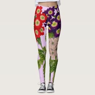 Verbena-Blume in rot und lila Leggings