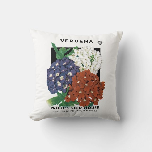 Verbena Seed Packet Label Kissen (Vorderseite)