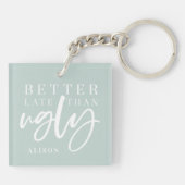 Verbessern Sie spät als hässlich Schlüsselanhänger (Rückseite)