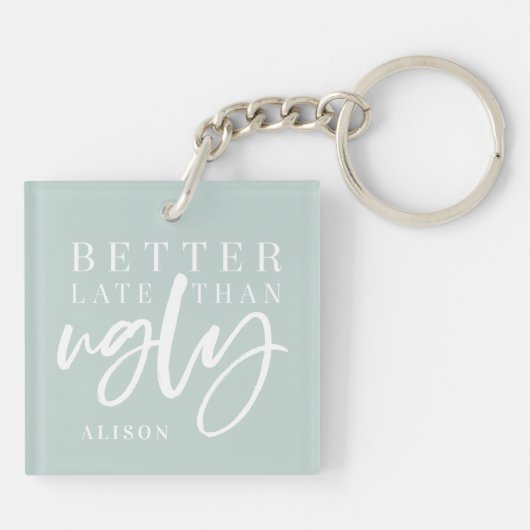 Verbessern Sie spät als hässlich Schlüsselanhänger (Rückseite)