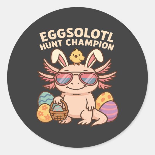 verbessert): Eggsolotl Hunt Champion - Funny Niedl Runder Aufkleber (Vorderseite)