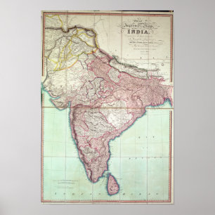 Verbesserte Karte Indiens veröffentlicht 1820 in L Poster