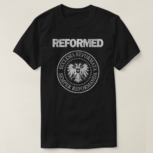 Verbesserter Semper Reformanda Ecclesia Reformata T-Shirt (Design vorne)