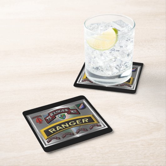 Verbessertes Design 75. Ranger Regiment Rechteckiger Pappuntersetzer (Vor Ort)