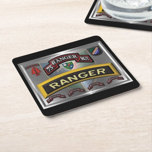 Verbessertes Design 75. Ranger Regiment Rechteckiger Pappuntersetzer (angewinkelt)