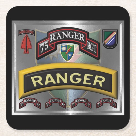 Verbessertes Design 75. Ranger Regiment Rechteckiger Pappuntersetzer (Vorderseite)