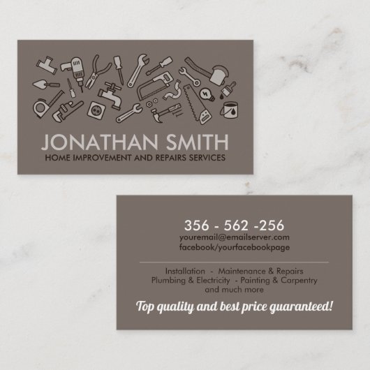 Verbesserung und Reparatur von Zuhause - Handyman- Visitenkarte (Vorne/Hinten)