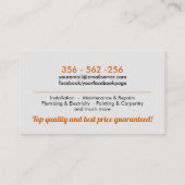 Verbesserung und Reparatur von Zuhause - Handyman- Visitenkarte (Rückseite)