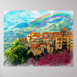 Verbicaro, ein Dorf in Kalabrien Poster