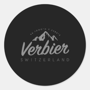 Verbier Bergurlaub Skifahren Schweiz Runder Aufkleber
