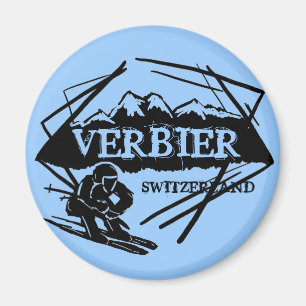 Verbier die Schweiz blauer Ski-Logomagnet Magnet