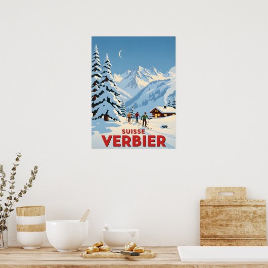 Verbier, Schweiz - Alpenskilauf Poster (Küche)