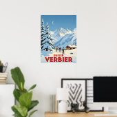 Verbier, Schweiz - Alpenskilauf Poster (Heimbüro)