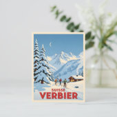 Verbier, Schweiz - Alpenskilauf Postkarte (Stehend Vorderseite)