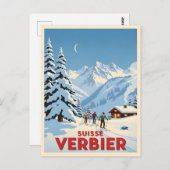 Verbier, Schweiz - Alpenskilauf Postkarte (Vorne/Hinten)