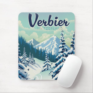 Verbier Schweiz Reiseplakat Mousepad