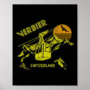Verbier Schweiz Retro-Ski-T-Shirt Poster