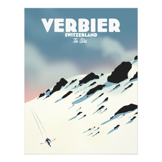 Verbier Schweiz Ski-Poster Kunstdruck. Fotodruck (Vorne)