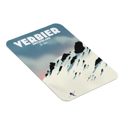 Verbier Schweiz Ski-Poster Kunstdruck. Magnet (Rechte Seite)