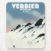 Verbier Schweiz Ski-Poster Kunstdruck. Mousepad (Vorne)