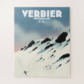 Verbier Schweiz Ski-Poster Kunstdruck. Puzzle (Vertikal)