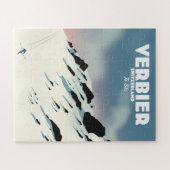Verbier Schweiz Ski-Poster Kunstdruck. Puzzle (Horizontal)
