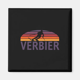 Verbier Schweiz Ski Resort Snowboarden Magnet