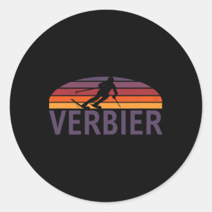 Verbier Schweiz Ski Resort Snowboarden Runder Aufkleber